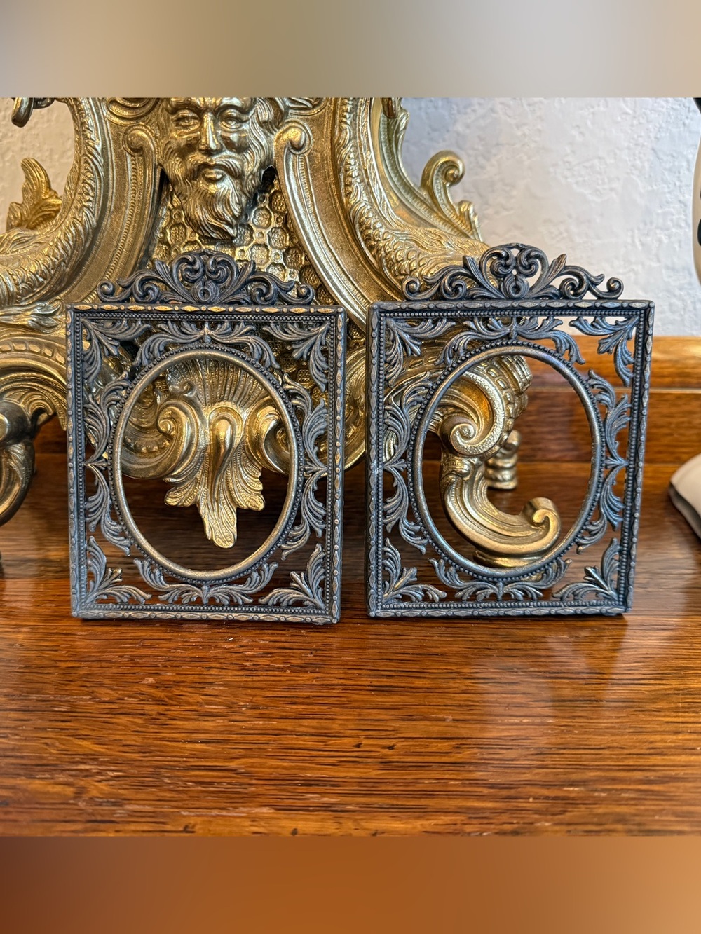 2 Vintage Italian Ornate Black and Bronze Decorative Picture Frame